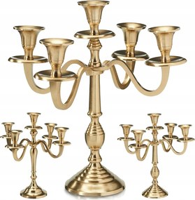 Gyertyatartó Kandeláber Arany fém 5 ágú gyertyatartó asztal