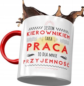 Piros Bögre A Menedzsernek A Munka Öröm Nyomtatott Fotóval