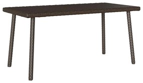 téglalap barna polyrattan kerti dohányzóasztal 80x40x37cm