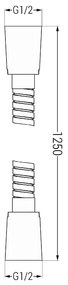Mexen tartozékok, Zuhanycső 125 cm, acél, fekete, 79435-70