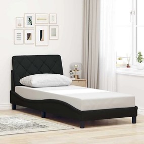 fekete szövet ágykeret LED-ekkel matrac nélkül 90x200 cm