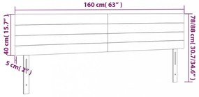 világosszürke bársony LED-es fejtámla 160x5x78/88 cm