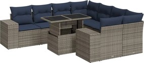 vidaXL 9 részes szürke polyrattan akácfa kerti ülőgarnitúra párnákkal