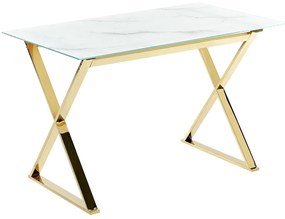 Fehér és arany márványhatású étkezőasztal 120 x 70 cm ATTICA Beliani