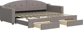 vidaXL tópszínű kihúzható szövet heverő fiókokkal 90 x 200 cm