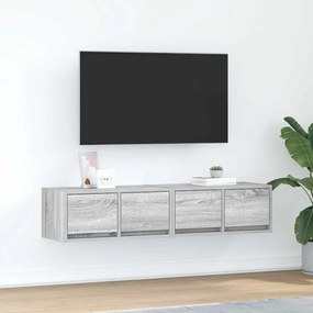 2 db szürke sonoma szerelt fa fali TV-szekrény 60x31x25,5 cm