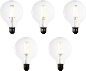 5 db-os E27 LED izzó készlet G95 átlátszó filament 3.8W 806 lm 3000K