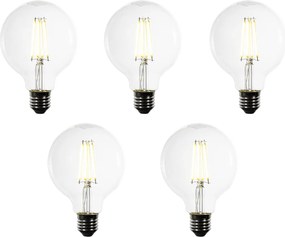 5 darabos E27 LED izzókészlet G95 átlátszó 3,8W 806 lm 3000K