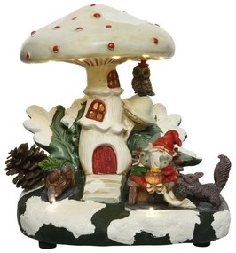 Fényes dekoráció Gnome ház, Lumineo, 19x22 cm, 16 LED, sokszínű