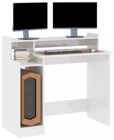 magasfényű fehér szerelt fa íróasztal LED-ekkel 97 x 45 x 90 cm