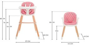KINDERKRAFT - Gyermek étkezőszék 2v1 SIENNA bükkfa/rózsaszín