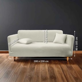 Krémszínű háromszemélyes gumis kanapé huzat Laina – douceur d'intérieur