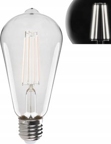 Kanlux Led Dekoratív Izzó Fehér Filament ST64 7W=60W E27 Nagy Meleg Menet