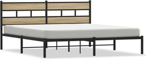 vidaXL sonoma tölgy színű fém ágykeret matrac nélkül 183 x 213 cm