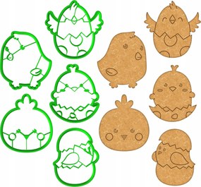 5x Húsvéti mézeskalács formák Húsvéti Csirkék szett XL 5db