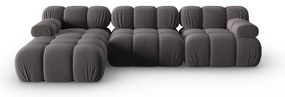 Sötétszürke bársony kanapé 285 cm Bellis – Micadoni Home