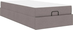 vidaXL Ágykeret matraccal matracmal 2 pcs Tópszínű szövet