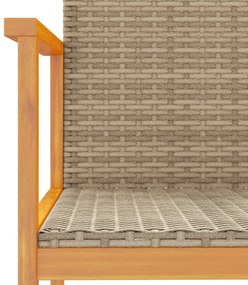 2 db bézs polyrattan és tömör fa kerti szék