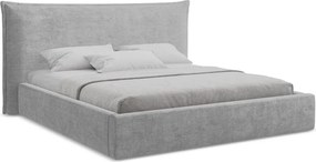 Világosszürke kárpitozott ágyneműtartós franciaágy ágyráccsal 180x200 cm Esala – Makamii