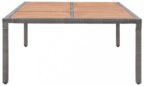 szürke polyrattan és akácfa kerti asztal 200 x 150 x 74 cm