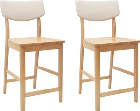 vidaXL Étkező Székek 2 pcs Természetes 48 x 49 x 95 cm Tömör Gumi Fa