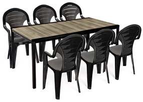 Lagos Large 6+1 kerti bútor garnitúra szett kőris-grafit