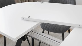 Mazzoni Ovális bővíthető ALMO asztal Matt Fehér / fekete lábakkal