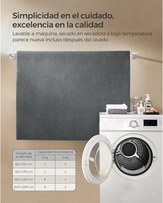 Csúszásmentes szőnyeg, szőnyeg mosógépben mosható, 200 x 290 cm, szürke