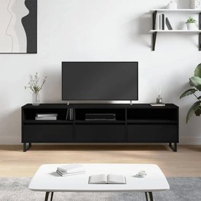 Fekete szerelt fa TV-szekrény 150 x 30 x 44,5 cm