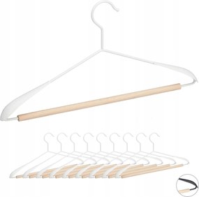 Ruhaakasztók 10 db Akasztó fehér fa fém Gr142
