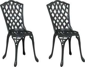 vidaXL Kerti Szék 2 pcs Fekete 39 x 40 x 87cm Alumínium