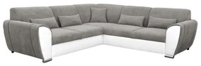 VISEU jobb oldali, L-alakú, ágyneműtartós, ággyá nyitható sarokkanapé, szürke/fehér