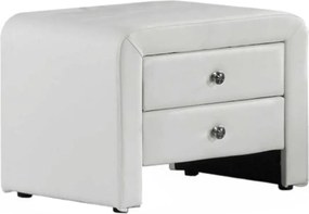 Éjjeliszekrény, fehér textilbőr, WILSON