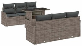 Kerti Kanapé Szett 7 pcs Szürke 100 x 55 x 73 cm Poli rattan