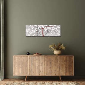 Kép - Egy fehér fa képe virágokkal, rózsaarany (órával) (90x30 cm)