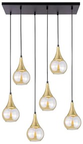 Csillár zsinóron LACRIMA HONEY 6xE27/60W/230V fekete/arany/füstös bézs