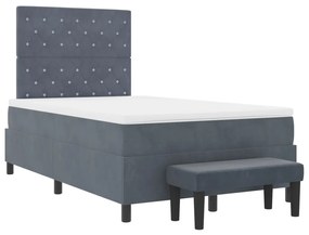 Box Spring Ágy Matraccal és Pad Dark Grey 120x190 cm Bársony