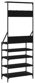 fekete ruhafogas cipőpolccal 70x34x184 cm