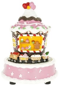 Karácsonyi muffin ház mozgó vonattal 20 cm