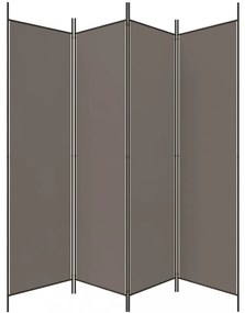 4 paneles antracitszürke szövet térelválasztó 200x200 cm