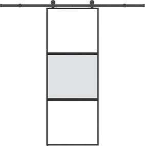vidaXL tolóajtó vasalatokkal 76x205 cm edzett üveg&Alumínium