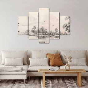 Kép - Vintage tájkép rajz (150x105 cm)