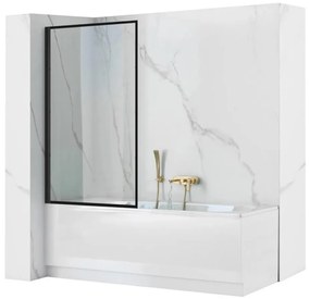 REA-K7390 - LAGOS kádparaván 140x80 cm fekete/átlátszó