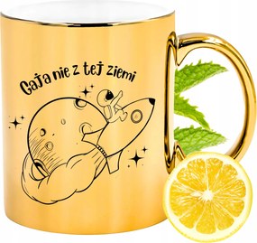 Prémium Arany Csillogó Bögre Gaia Ajándék Nyomtatott Fotóval