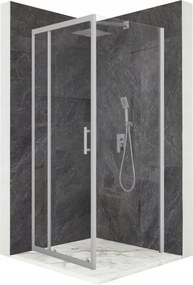 Zuhanykabin 100x100cm tolóajtó króm üveg Esg 6mm bevonat