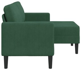 sötét zöld vászon 2 üléses kanapé L-alakú kanapéval 125 cm