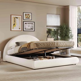 Kárpitozott ágy Franciaágy, 180*200 cm Hidraulikus Bézs