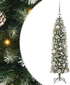 vidaXL Mű Karcsú Karácsonyi Fa 150 LED-del Zöld és Fehér 120 cm