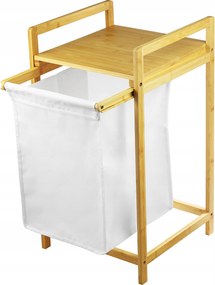 Bambusz Kihúzható Szennyestartó Kosár Polccal 40l