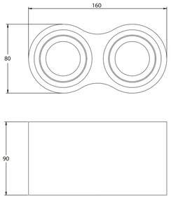 Lámpa Mennyezeti lámpatest AVEIRO DUO BIS, max. 250V, 50/60Hz, 160x80x90mm, IP20, max 20W*2, kör, fekete
